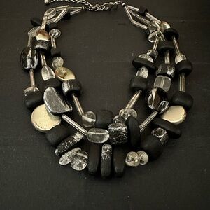 Chico's Black and Silver Multi-Bead Necklace